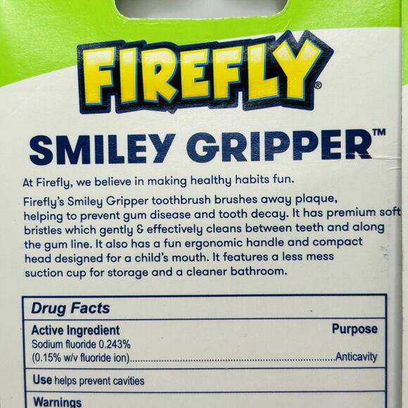 2 Pack Firefly Smiley Gripper Toothbrush and Toothpaste Set - Soft 2015 - Picture 6 of 6